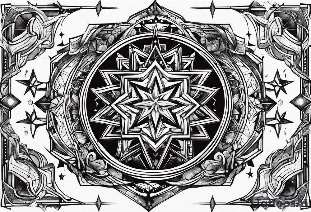 Tesseract and stars tattoo idea