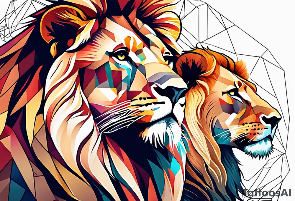 lion and lioness tattoo idea