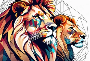 lion and lioness tattoo idea