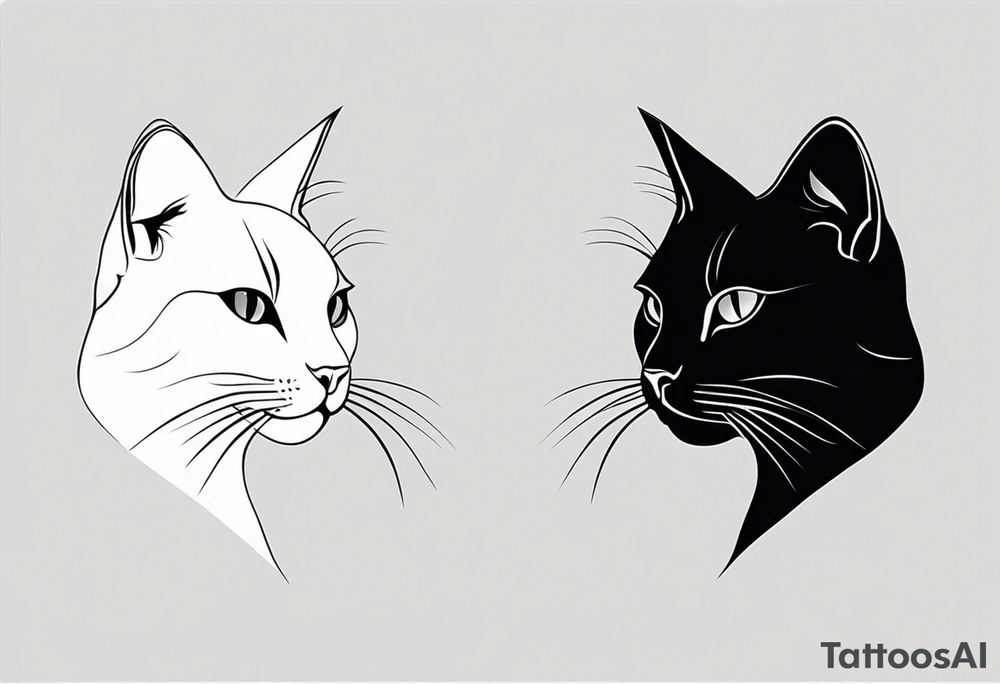 Two cat silhouettes. One gray and one fully black tattoo idea Two cat silhouettes. One gray and one fully black tattoo idea
