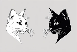 Two cat silhouettes. One gray and one fully black tattoo idea
