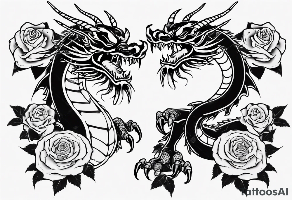 japanese dragon which is also a rose tattoo idea
