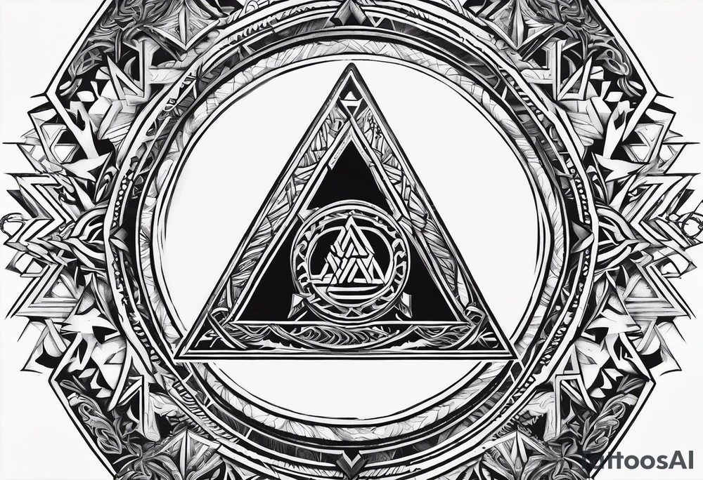 Valhalla  sword shield axe Valknut fog tattoo idea