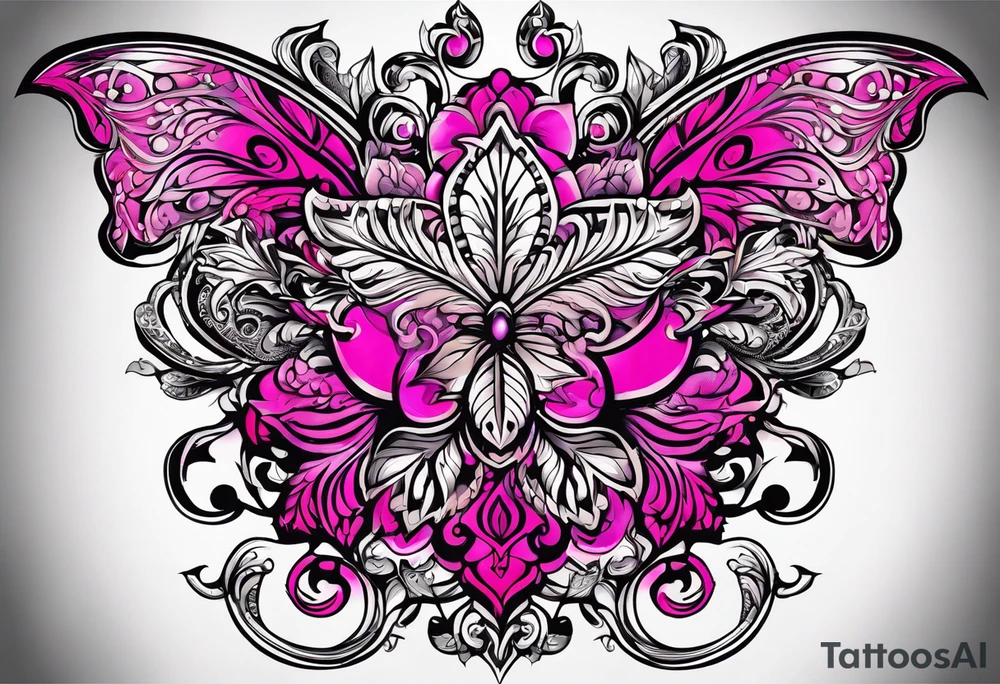 hot pink, neon pink filigree tattoo idea