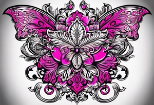 hot pink, neon pink filigree tattoo idea