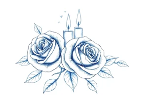 Passed love one, two roses, two candles, blue tattoo idea