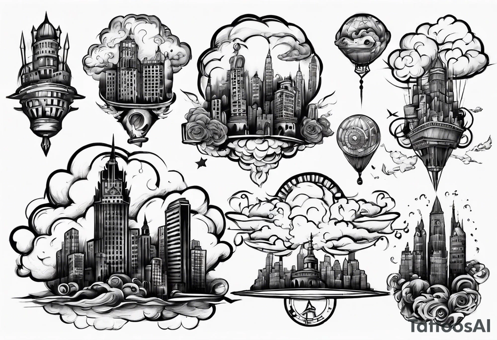 city in the clouds tattoo idea