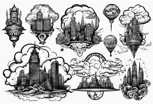 city in the clouds tattoo idea