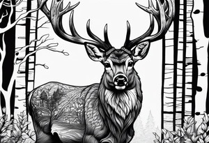 A deer that is in the woods tattoo idea