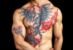 Devil, angel, hell, heaven tattoo idea