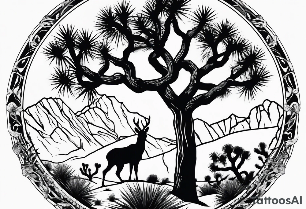 Joshua tree with death moth tattoo idea