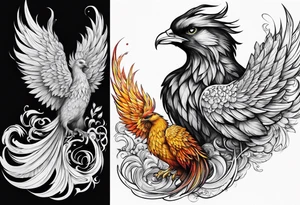 Full color phoenix half sleeve tattoo idea