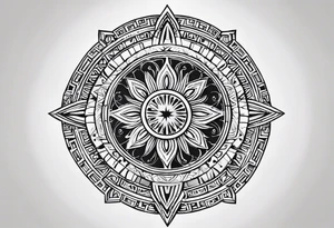 Filipino sun, Filipino Polynesian style, surname Reyes Espina, not vulgar, family crest round shape that looks good on a wrist or bicep, not traditional American tribal, family, love tattoo idea