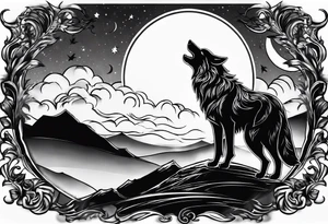 a wearwolf howling at the moon 
no background
scary tattoo idea