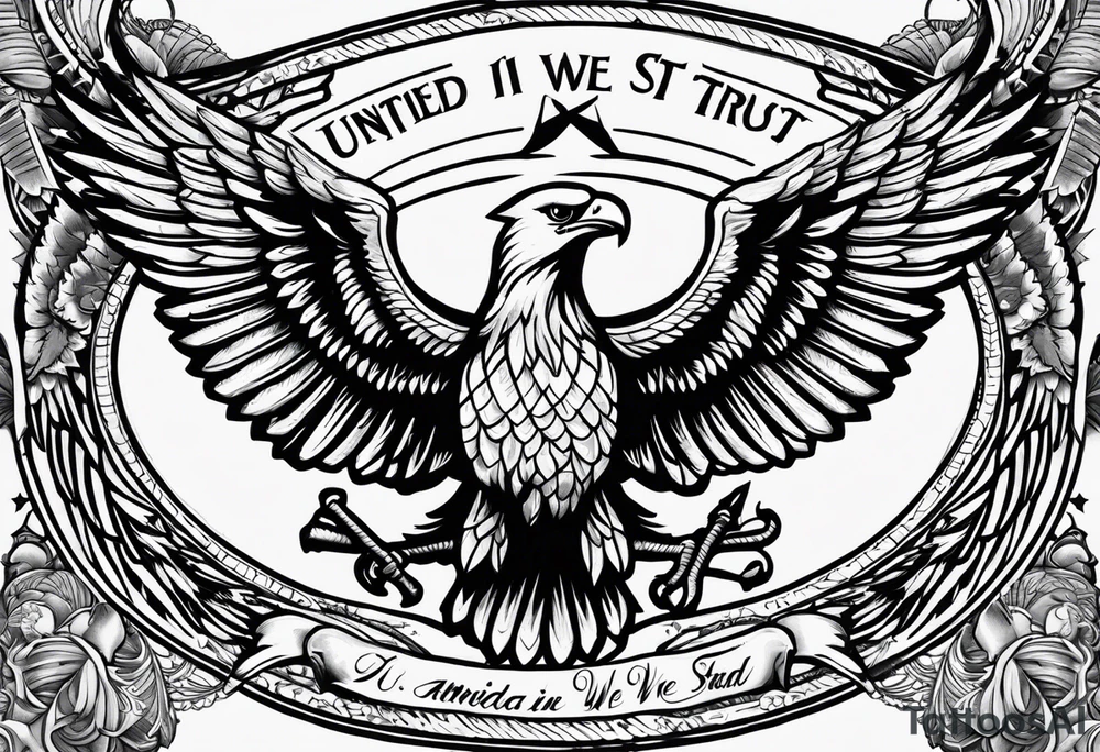 America 1776 united we stand in God we trust tattoo idea