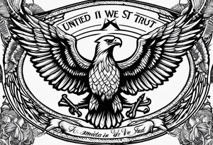America 1776 united we stand in God we trust tattoo idea