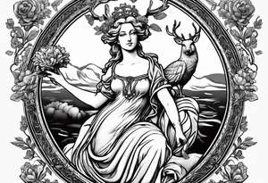 A recreation of the Diana of Versailles statue but rather than holding a deer, Diana is holding a swan tattoo idea