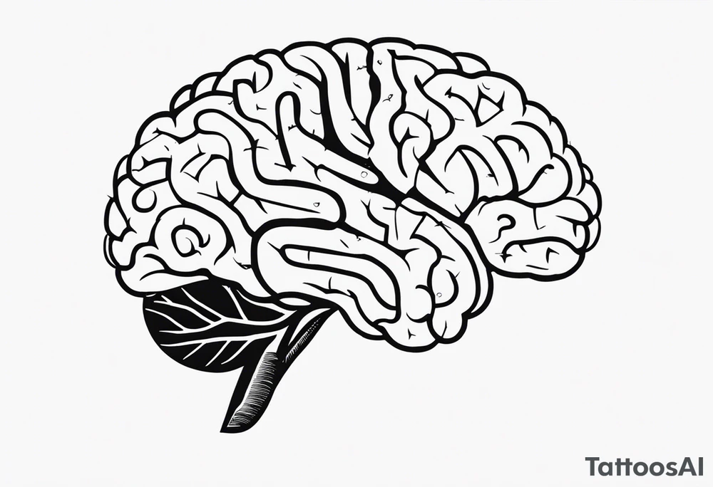 Picture of the outline of a brain with a letter I in it tattoo idea
