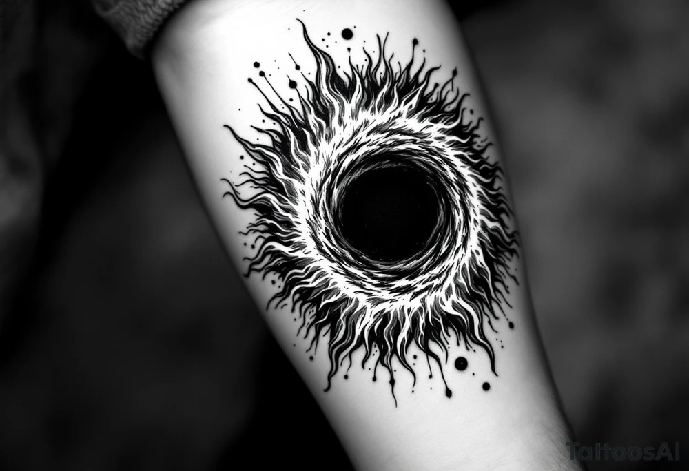 A sun and a black hole combined together as one. tattoo idea A sun and a black hole combined together as one. tattoo idea