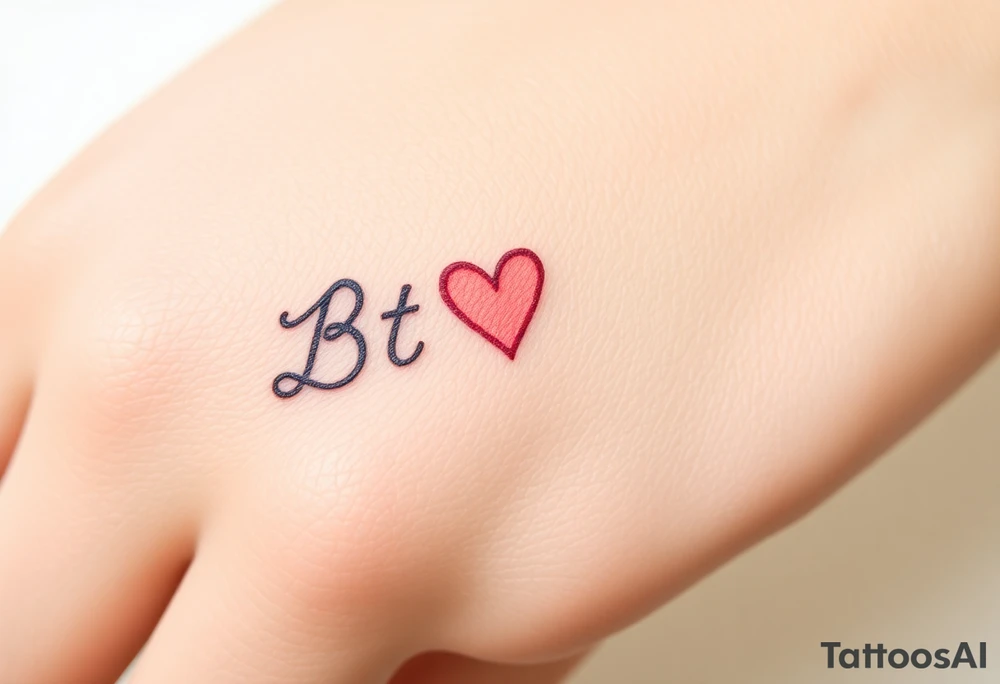 Letter B with a heart tattoo idea