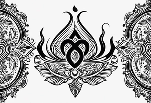 Tattoo ਨਿਰਭਉ ਨਿਰਵੈਰ written in Gurmukhi written text. Add fire and heart to symbolize strength and love tattoo idea
