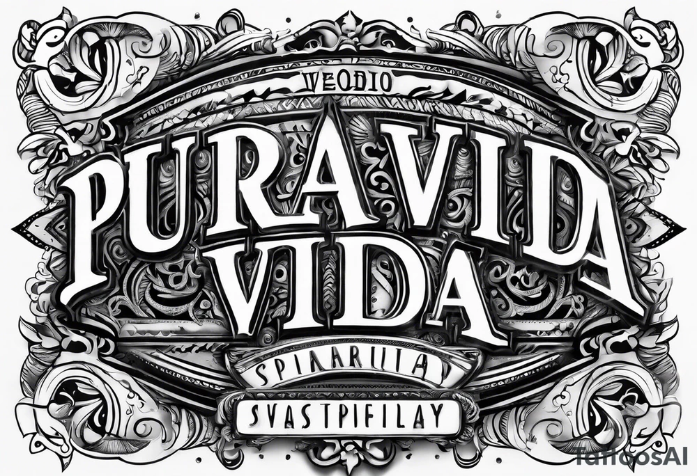 Pura vida letters changed with spirituality tattoo idea