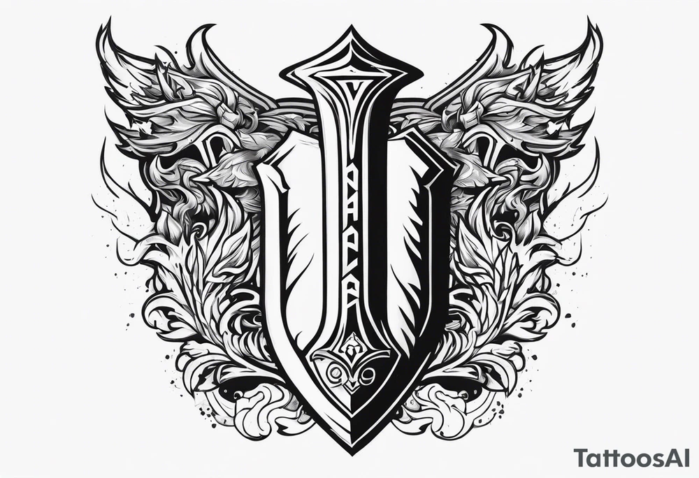 Valhalla on  fire shield sword tattoo idea