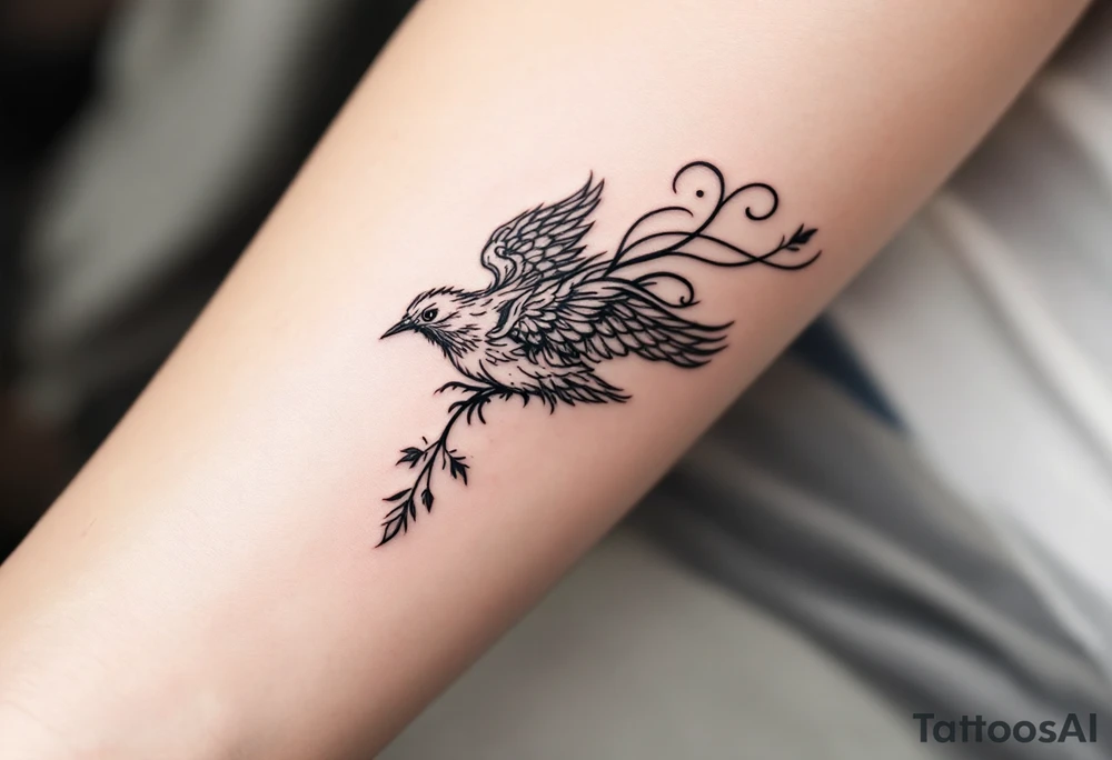 Defending bird tattoo idea