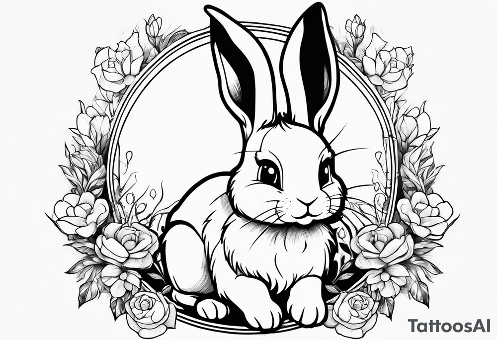 cute anime rabbit fineline tattoo sketch for girls tattoo idea