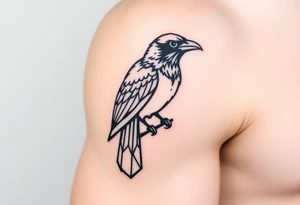 Geometric Perched Raven with linework around it. tattoo idea