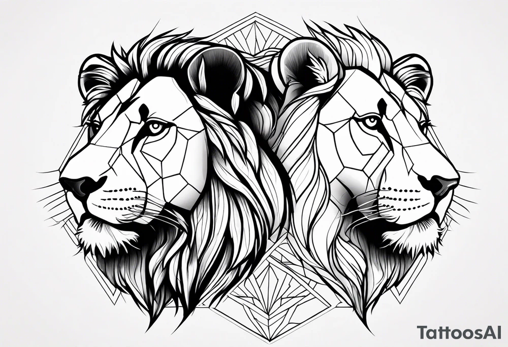 lion and lioness tattoo idea
