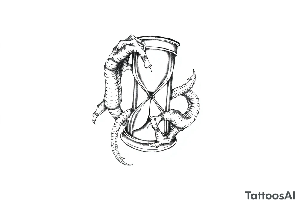Dragons claws gripping Hourglass tattoo idea