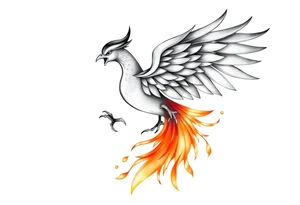 magnificent phoenix rising from golden flames with trailing embers tattoo idea