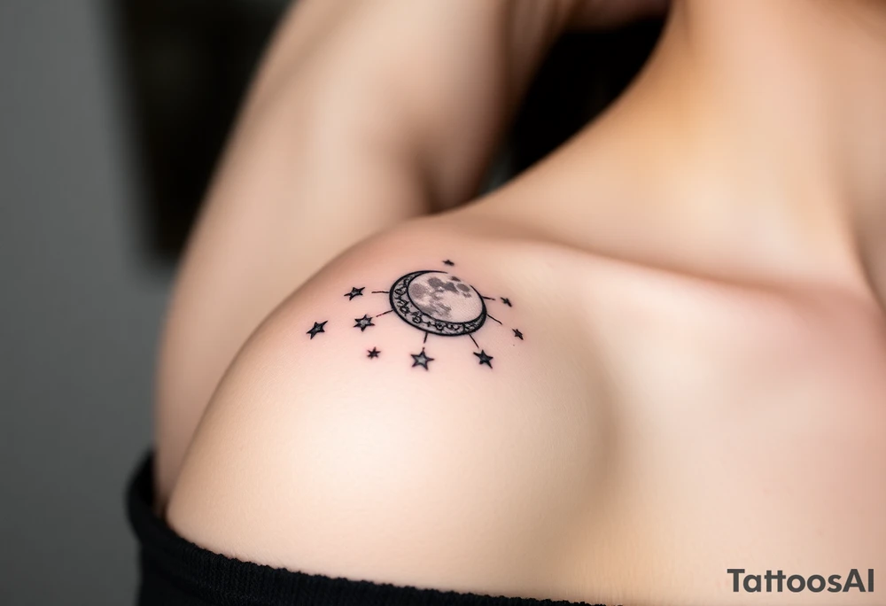 Stars and moon tattoo idea
