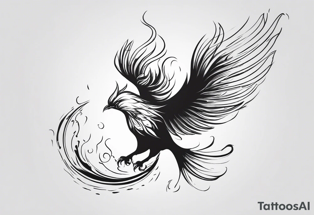 A phoenix transitioning from life to death or from ashes to rebirth tattoo idea