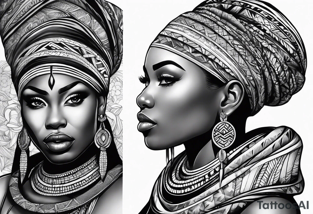 african, arm sleeve tattoo idea