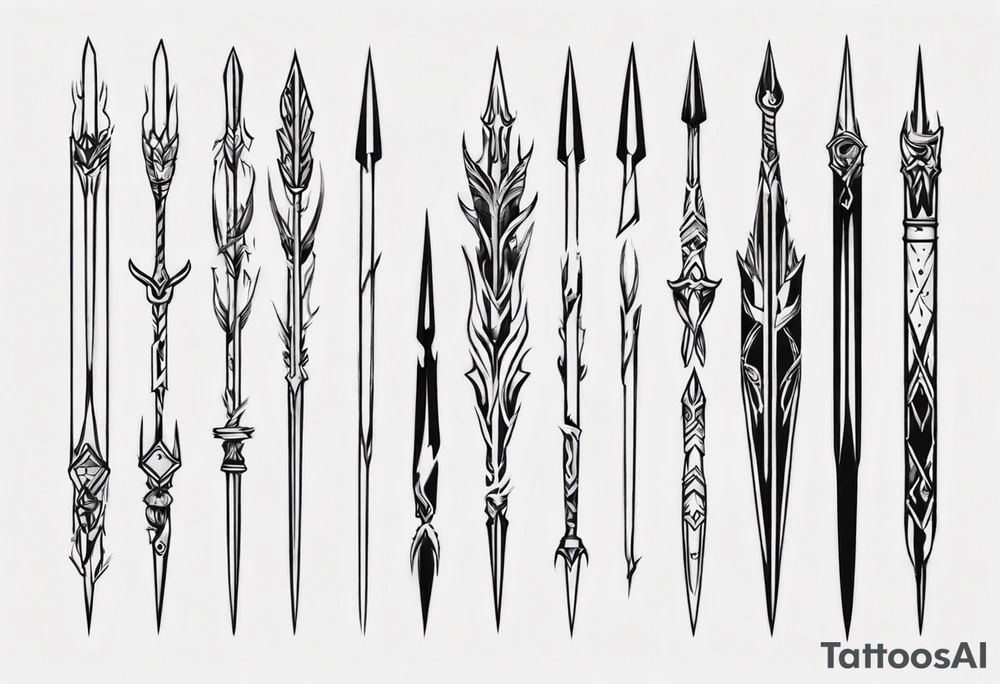2 parallel spears tattoo idea