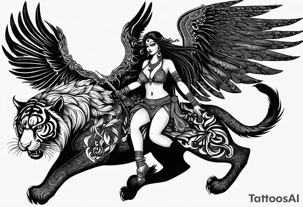 black kali, goddess pirate, alien, angel, pachamama, valkrye, warrior, flying, skull, lotus azul, wing, eagle, zenza resonance, stars, 5D, anahata chakra, death, durga, riding on a tiger, flying lady, kundalini, chest tatoo, rebel tattoo idea