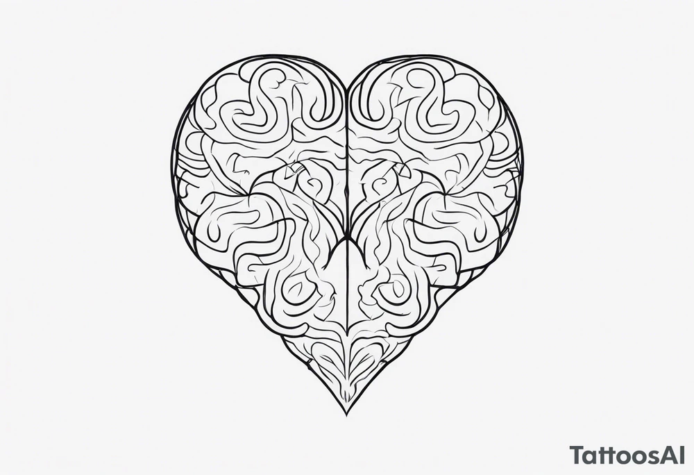 Brain, heart, love, abstract, symbolism tattoo idea