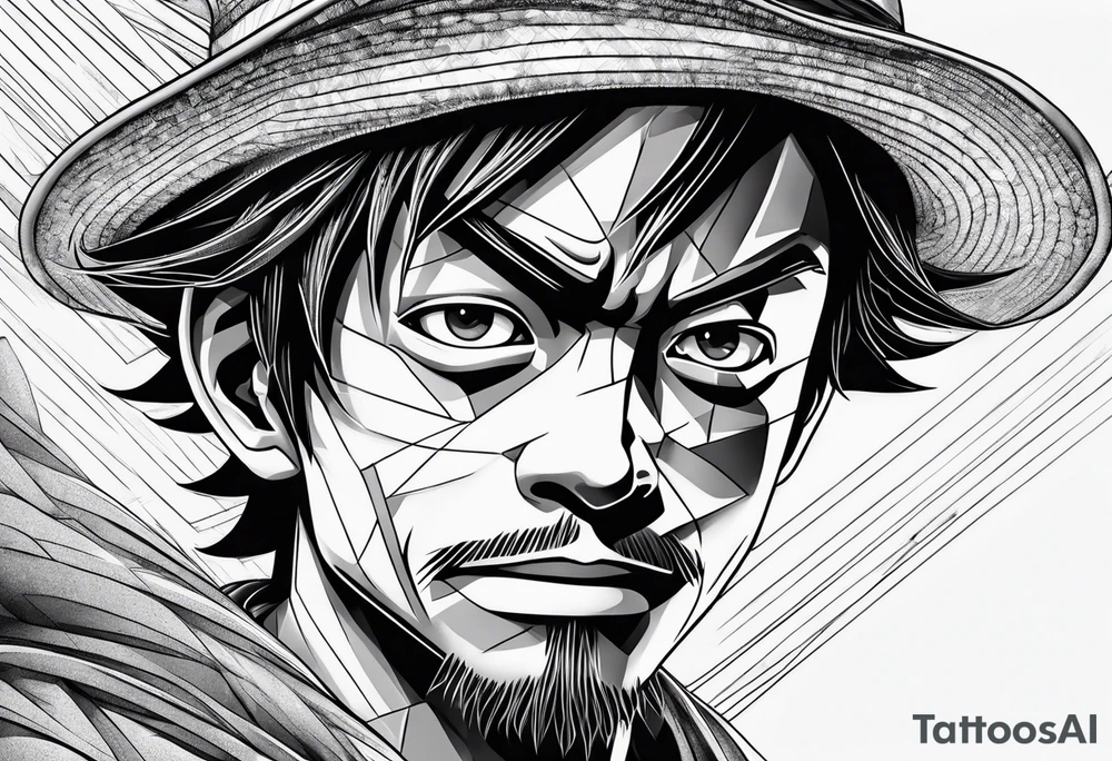 fine line monkey d luffy tattoo idea