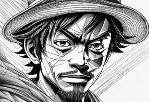 fine line monkey d luffy tattoo idea