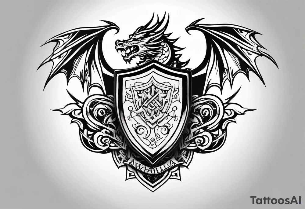 Valhalla sword shield dragon tattoo idea