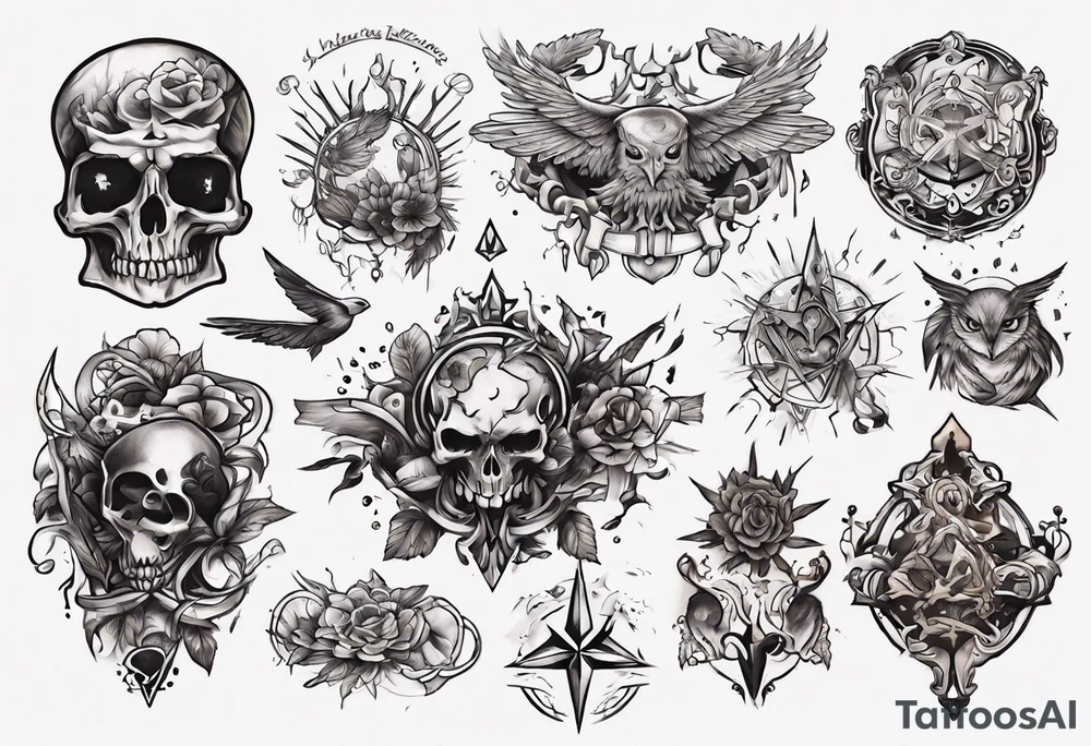 I want a tattoo that tells a story to cover my chest. Work with narrative elements, such as symbols or scenes, to create a cohesive and storytelling design. tattoo idea