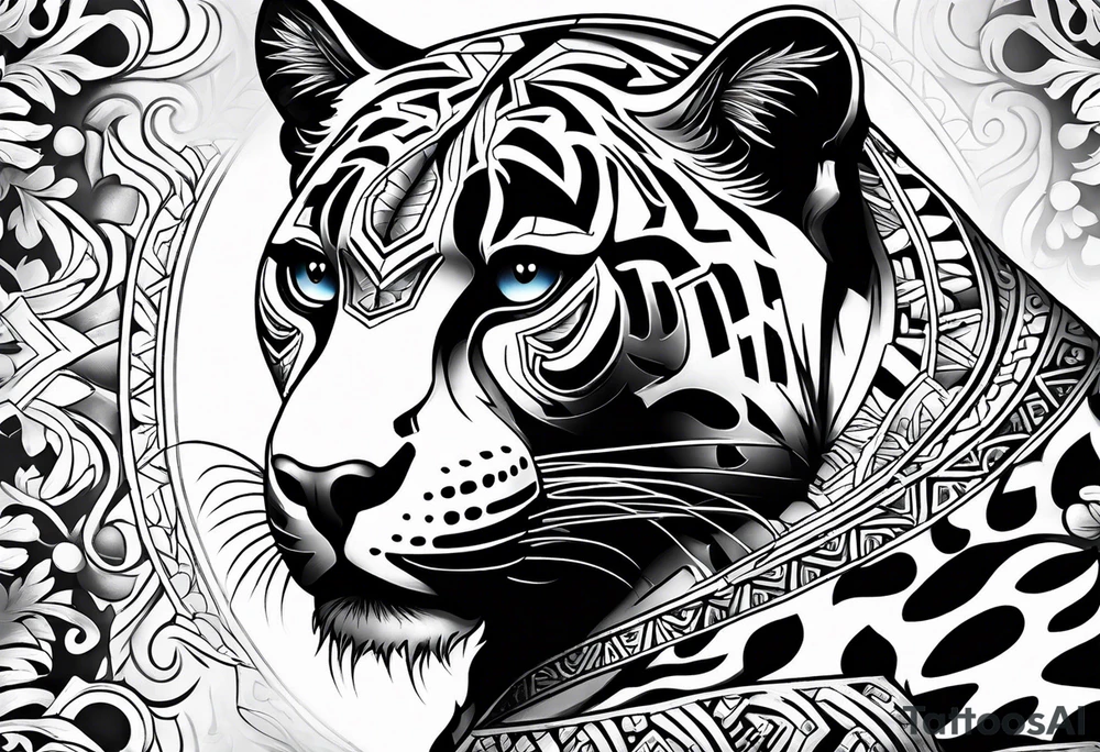 aztec black jaguar sitting tattoo idea