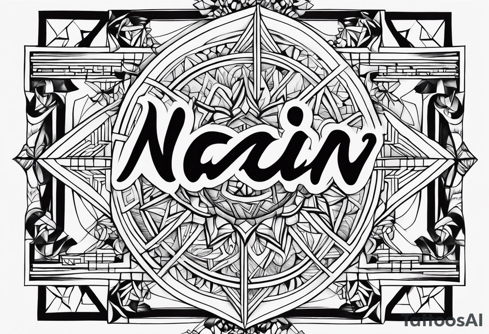 Write the word Nain in vertically tattoo idea