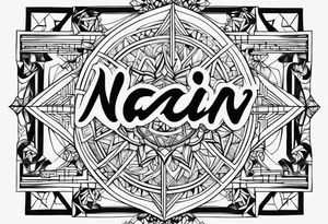 Write the word Nain in vertically tattoo idea