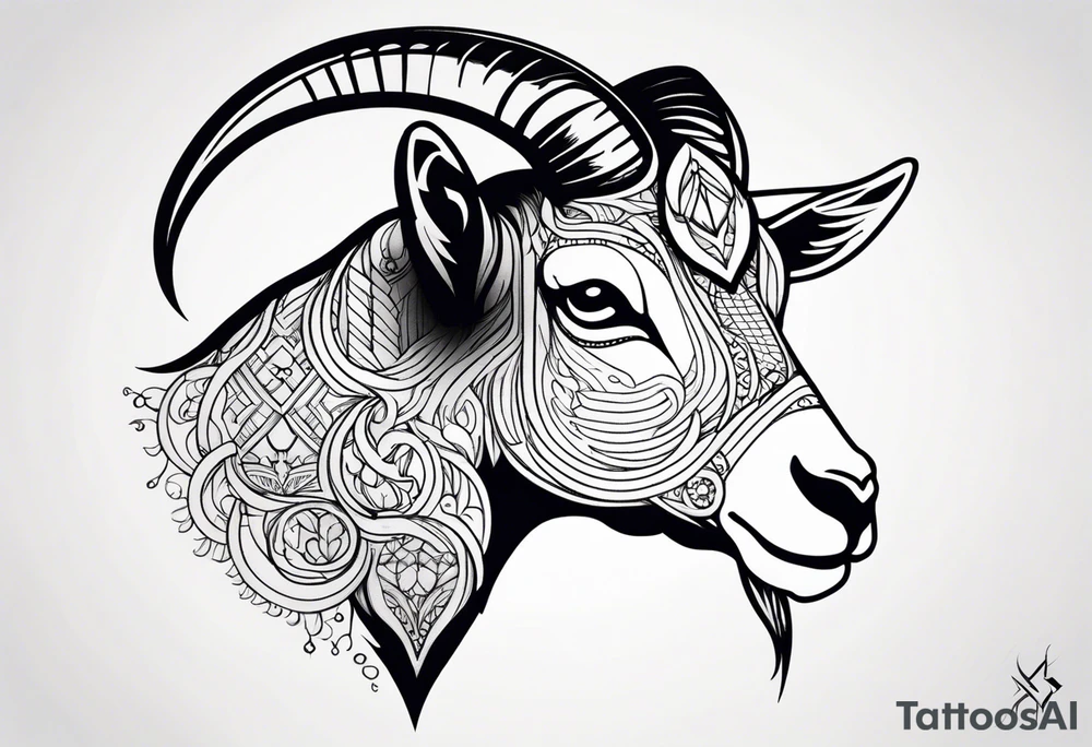 goat animal tattoo idea