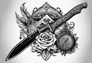 with a juctice emblem a knife and scale tattoo idea