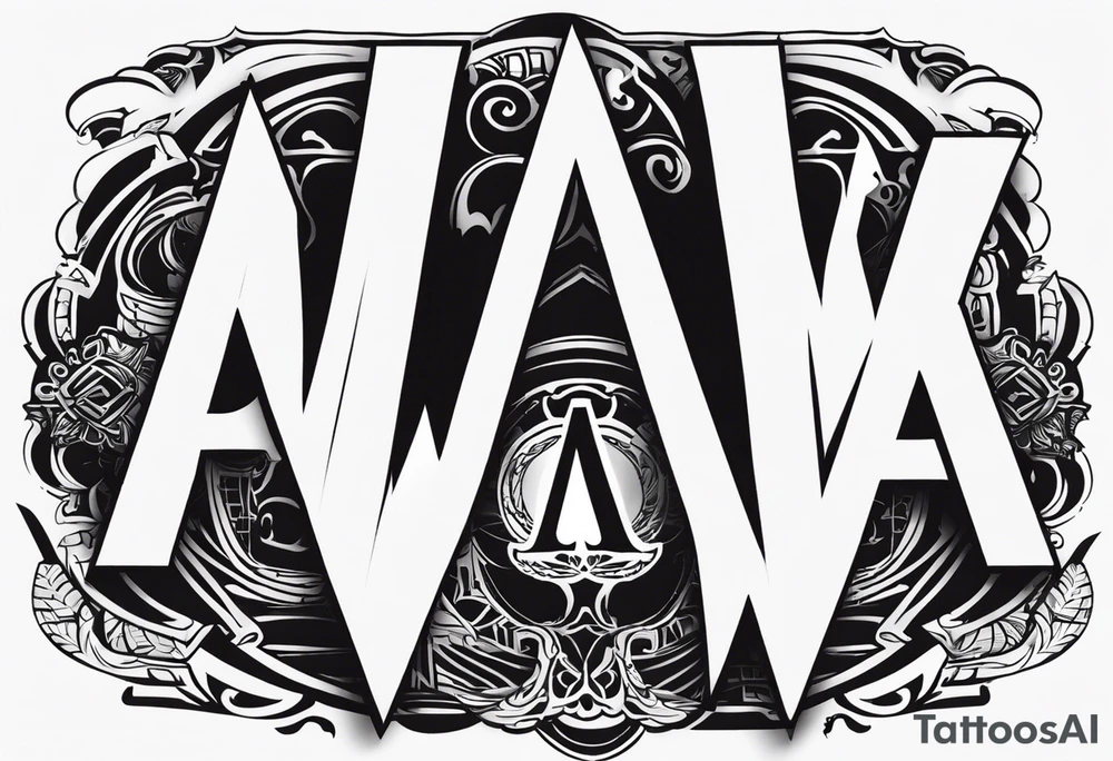 the letters A W R in the middle of a ninja headband tattoo idea