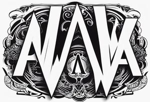 the letters A W R in the middle of a ninja headband tattoo idea